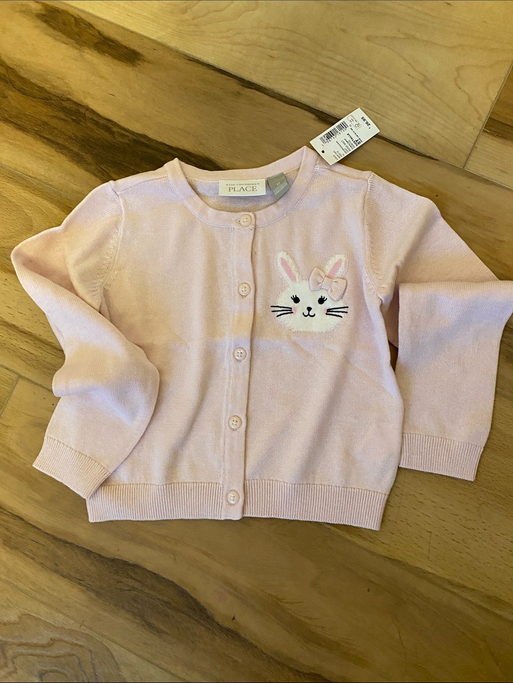 The Children's Place Light Pink Bunny Embroidered Cardigan